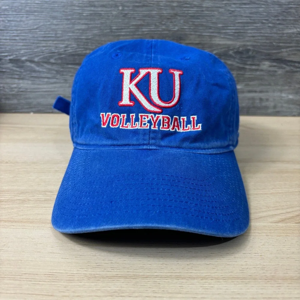 Kansas Jayhawks Hat Cap Strap Back‎ Blue Adidas Volleyball Adjustable